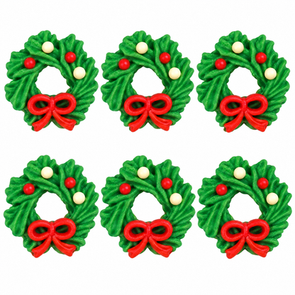 Christmas Wreath Royal Icing Decorations – 6 Count