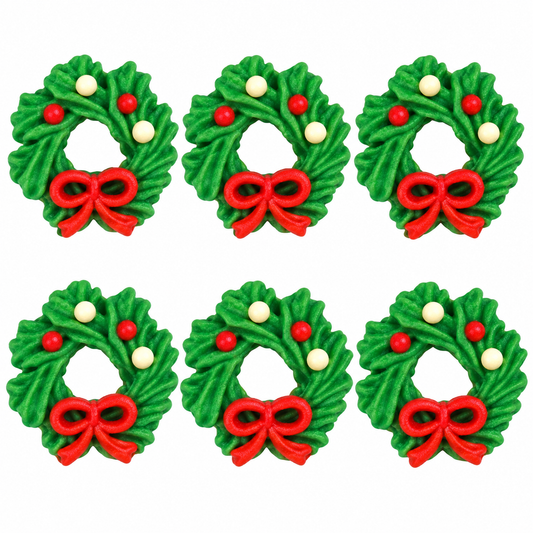 Christmas Wreath Royal Icing Decorations – 6 Count