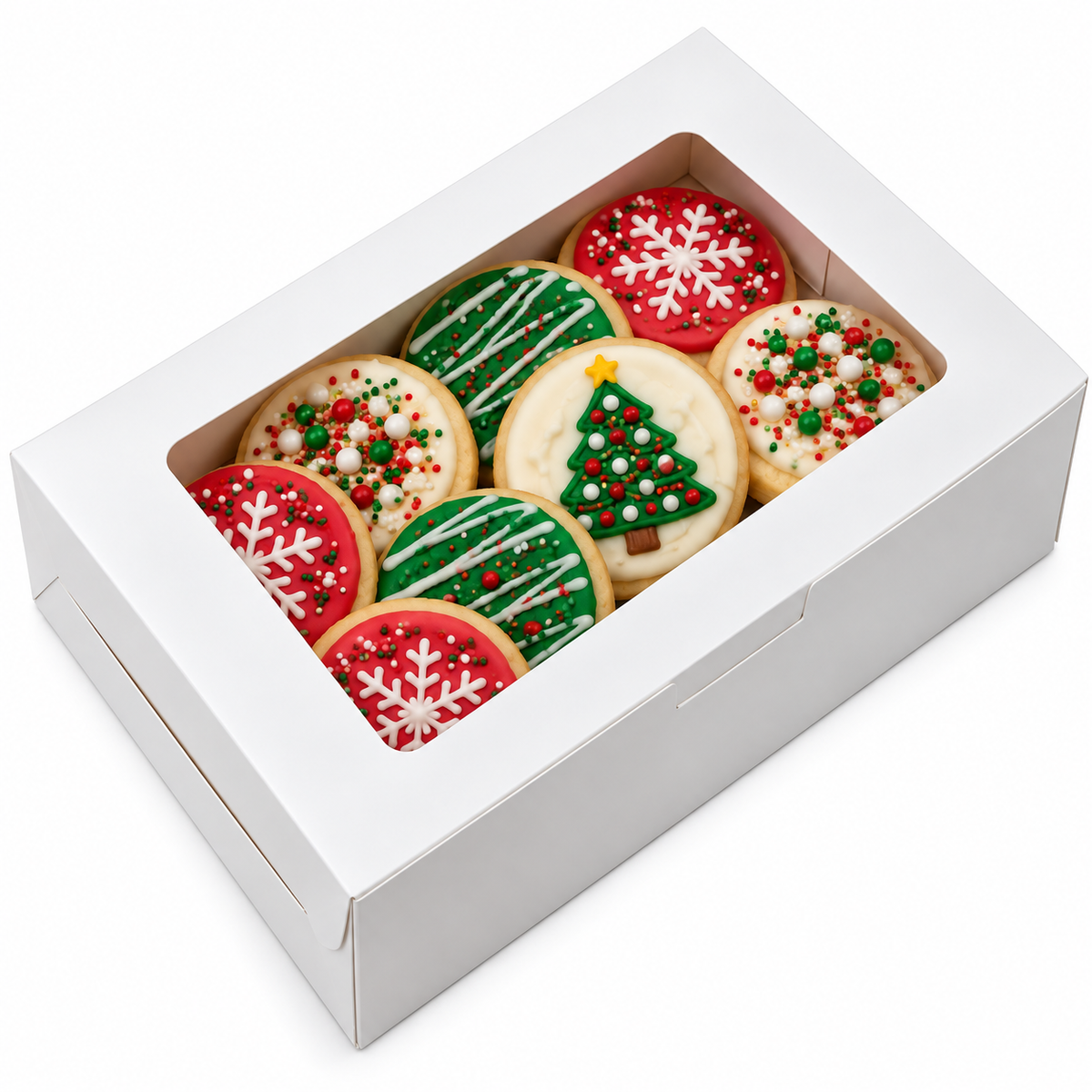 White Window Cookie Box with Removable Cupcake Insert – 9.5 in x 6 in x 3 in