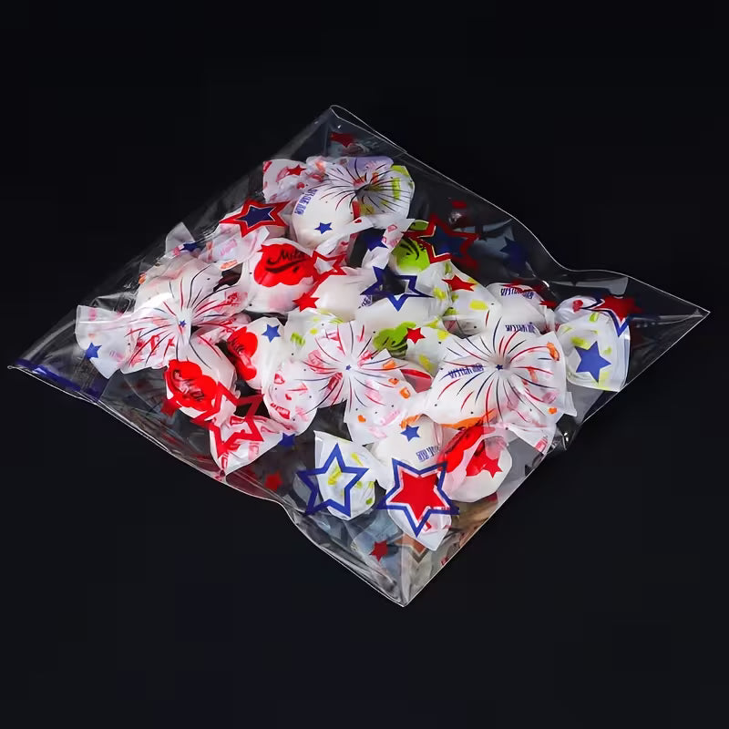 Patriotic Red, White & Blue Cello Treat Bags Self Sealing 25 Count 4x4