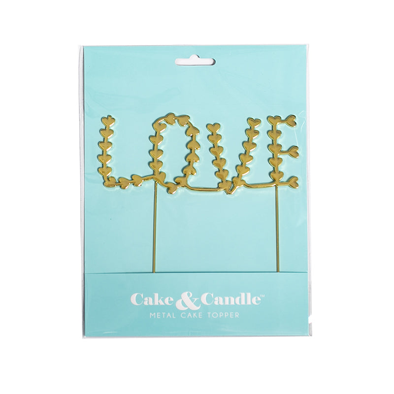 Valentines Gold Metal Cake Topper - LOVE
