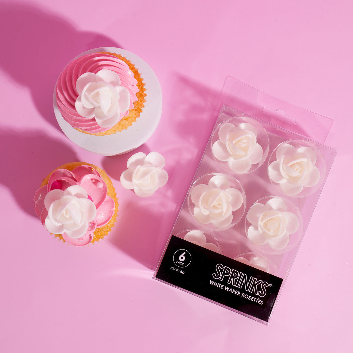 White Wafer Paper Rosettes 6-Count