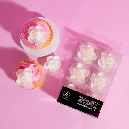White Wafer Paper Rosettes 6-Count