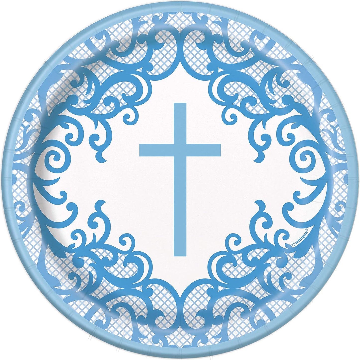 Fancy Cross Large Plate Blue 9 in