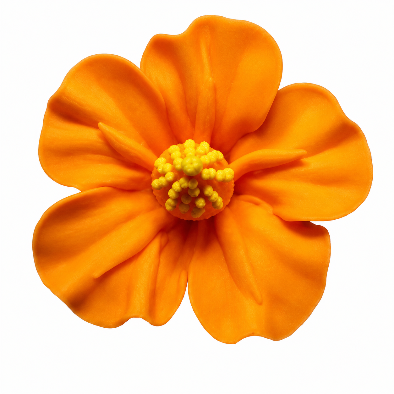 Orange Gum Paste Hibiscus Flower 2 Inch Edible Cake Decoration – 2 Count
