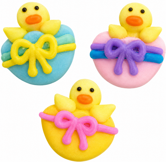 Chicks in Eggshell Royal Icing Decorations – Easter Edible Cake & Cupcake Toppers, 6 Count