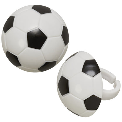 3D Soccer Ball Cupcake Rings & Cake Toppers | Non-Edible Soccer Party Decorations 12 Count