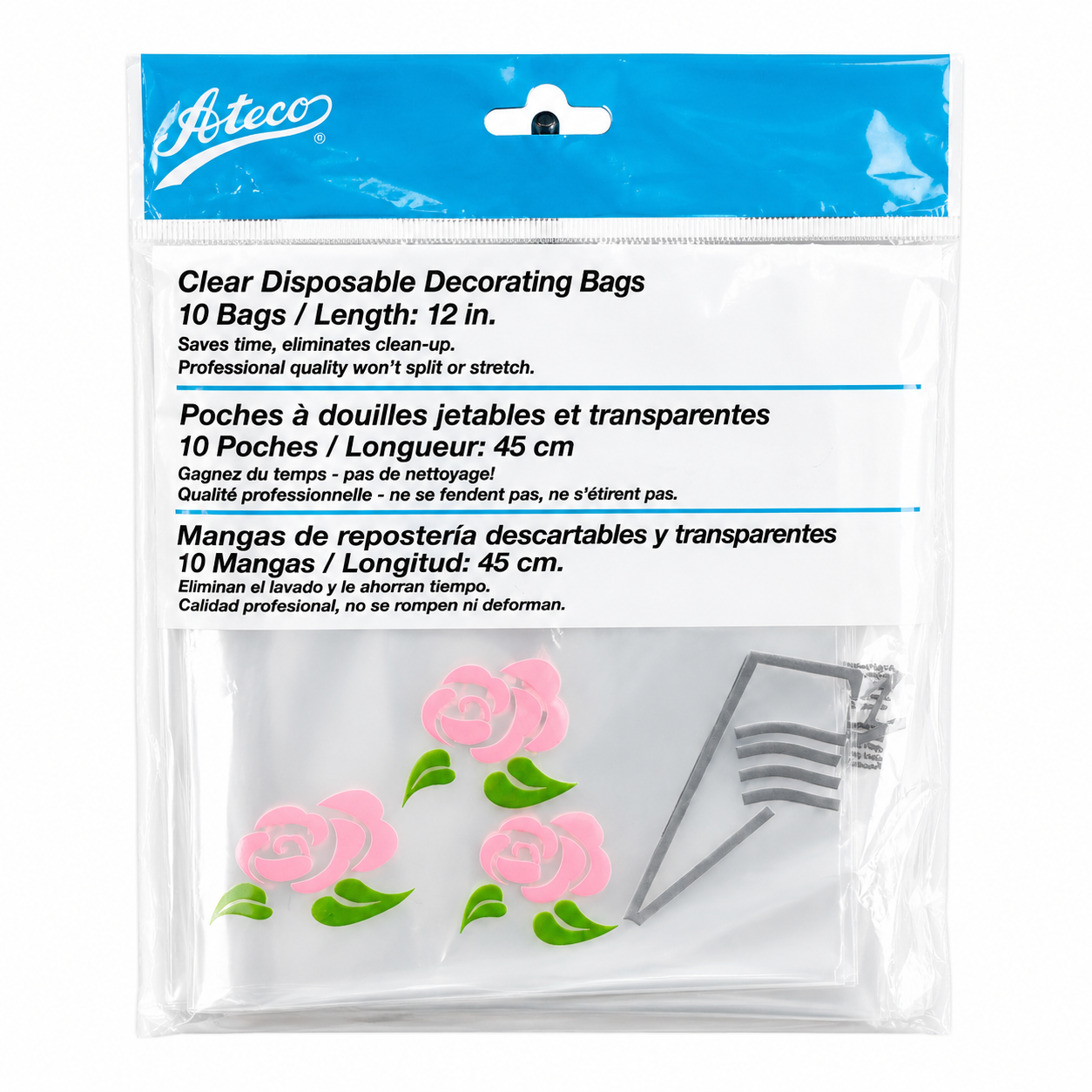 Ateco Clear Disposable Decorating Bags 18 Inch 10 Bags