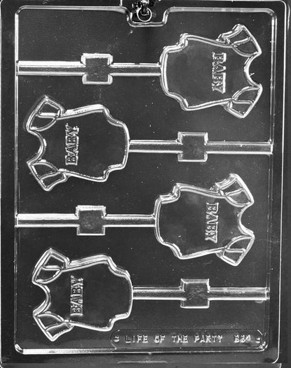 Baby Shower Lollipop Mold Onesie Chocolate Candy Mold 4 Cavity