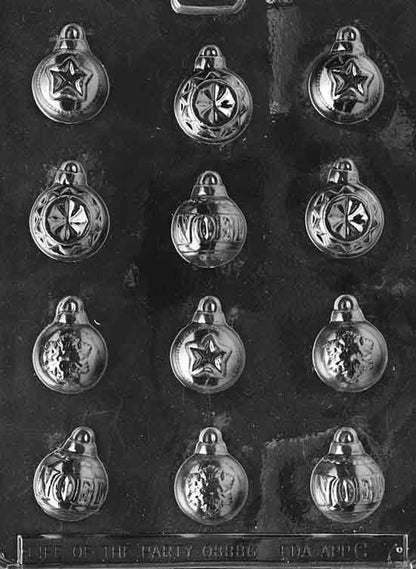 Christmas Ornament Chocolate Mold 12 Cavity Assorted Ornaments