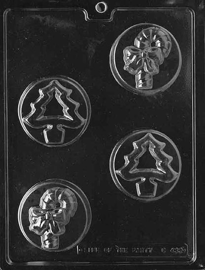 Candy Cane & Tree Round Chocolate Candy Bar Mold