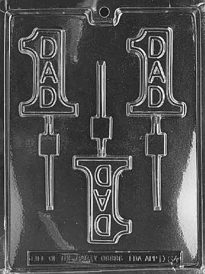 Fathers Day #1 Dad Lollipop Mold 3 Cavity