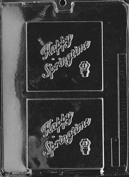 Happy Springtime Chocolate Bar Mold 2 Cavity