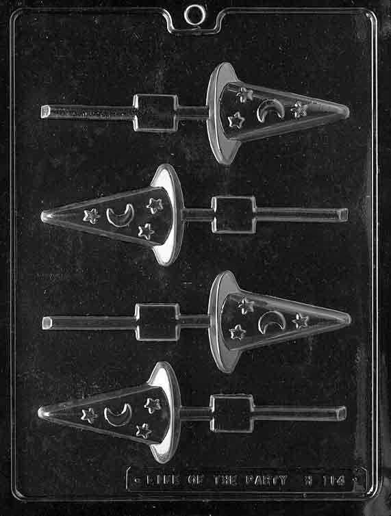 Life of the Party Witch Hat Chocolate Lollipop Mold 4 Cavity
