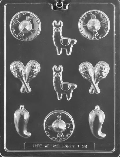 Cinco de Mayo Chocolate Mold – Fiesta Candy Mold (Sombrero, Llama, Maracas & Chili)