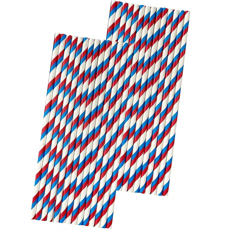Patriotic Red, White & Blue Paper Cake Pop Straws – 15 Count