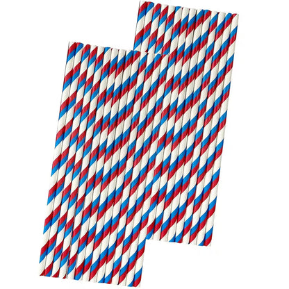 Patriotic Red, White & Blue Paper Cake Pop Straws – 15 Count