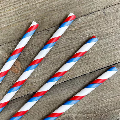 Patriotic Red, White & Blue Paper Cake Pop Straws – 15 Count