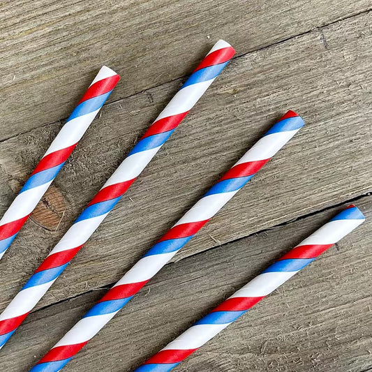Red, White & Blue Paper Straws for Cake Pop Sticks – 15 Count