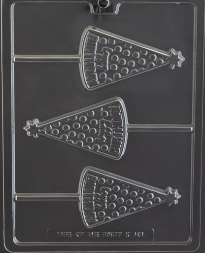 Happy Birthday Party Hat Lollipop Mold 3 Cavity
