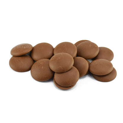 Merckens Lite Cocoa Chocolate Wafers 45lbs Bulk Case - 5 cartons