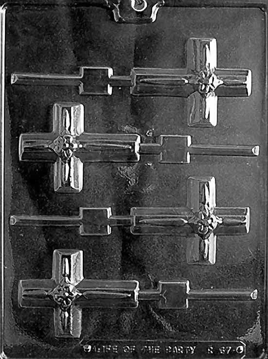 Cross With Flowers  Lollipop Mold 4 Cavity