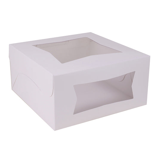 CAKE BOX 12 X 12 X 5 PLAIN WINDOW WHITE -LOCK CORNER