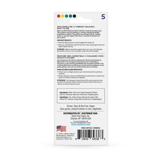 SATIN ICE Food Marker Primary Bold 5ct