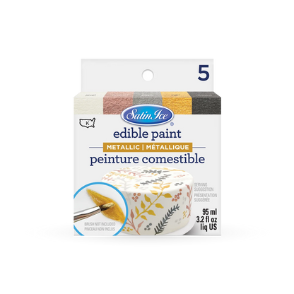 Satin Ice Metallic Edible Paint, 5 Count Kit