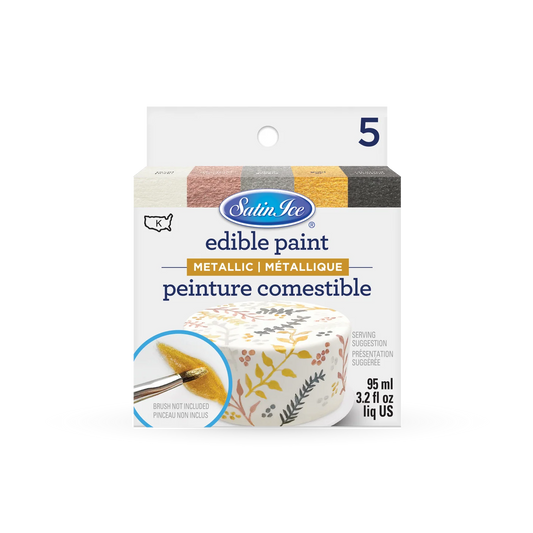 Satin Ice Metallic Edible Paint, 5 Count Kit