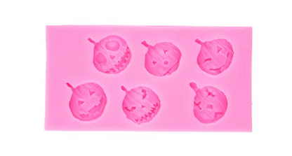 Halloween Jack-o-Lantern Fondant Mold - 6 Cavity Pumpkin Face Cake Decorating