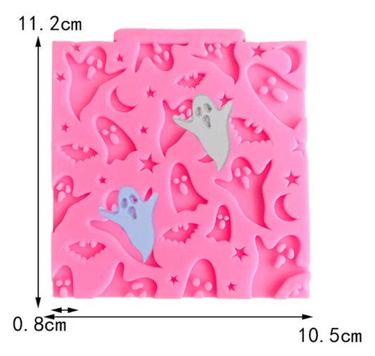 Halloween Ghost Fondant Mold - Silicone Cake Decorating Mat with Bats & Stars