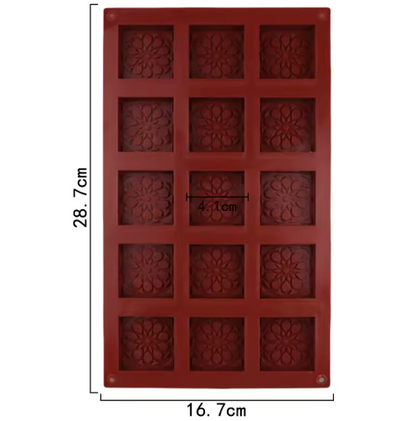 Geometric Floral Square Chocolate Bar Silicone Mold