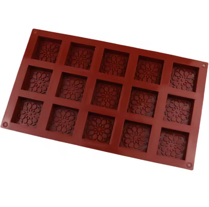 Geometric Floral Square Chocolate Bar Silicone Mold
