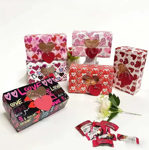 Valentine Heart Window Bakery Boxes – Assorted Designs (Set of 6)