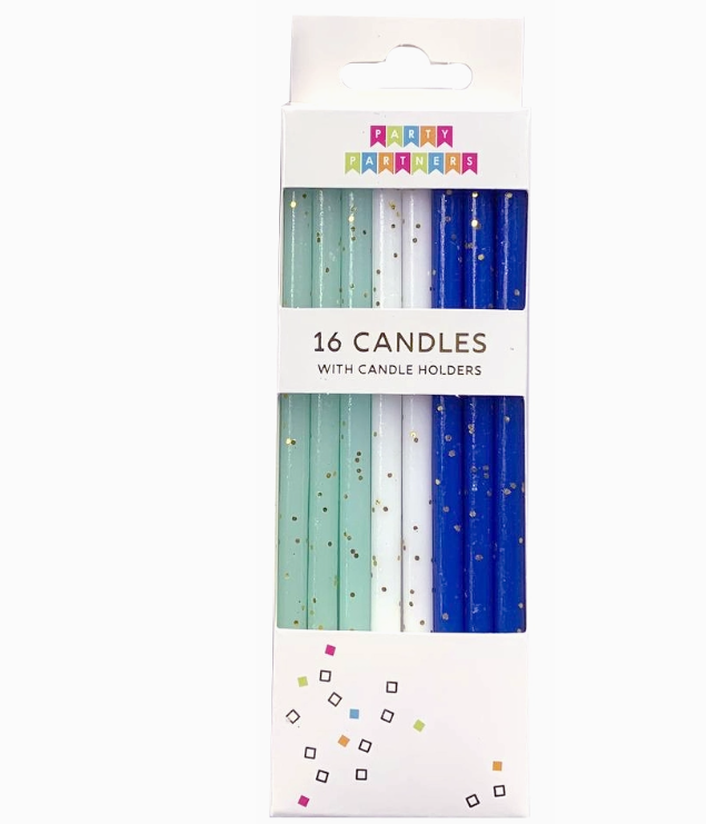 Birthday Candles, 16 Blue gold