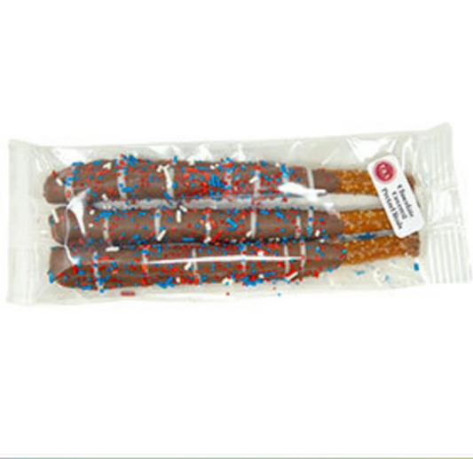 Patriotic Chocolate Covered Pretzel Rods 3 Count