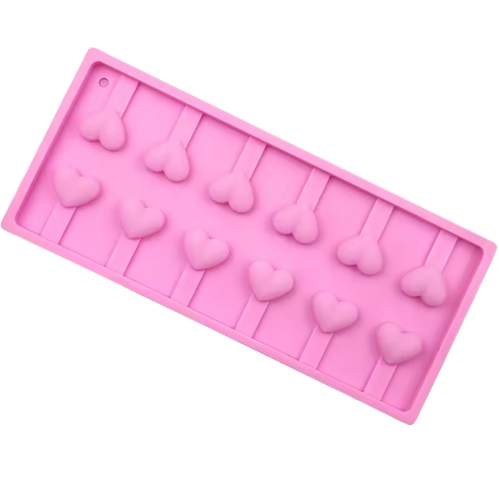 Heart Lollipop Silicone Mold 12 cavity