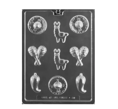 Cinco de Mayo Chocolate Mold – Fiesta Candy Mold (Sombrero, Llama, Maracas & Chili)