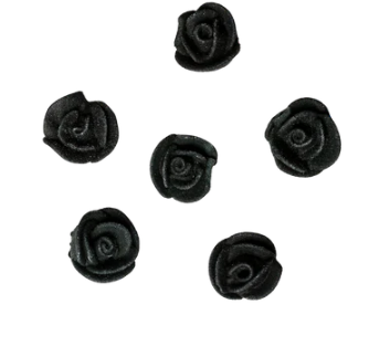 Mini Black Royal Icing Roses 1/2 Inch 40 Count