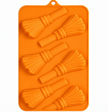 Halloween Witch Broom Silicone Chocolate Mold 6 Cavity