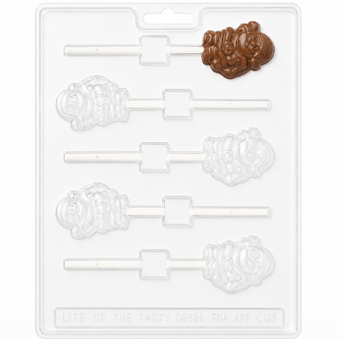 Santa Claus Lollipop Chocolate Candy Lollipop Mold 5 Cavity