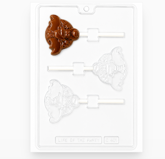 Cute Reindeer Reindeer Candy Lollipop Mold 3 Cavity