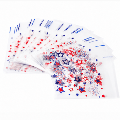 Red, White & Blue Cello Treat Bags Self Sealing 25 Count 4x4