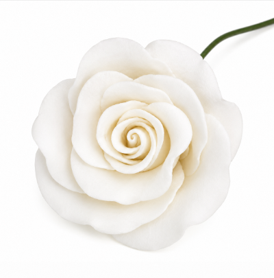 White Fancy Gum Paste Roses 1in 2 Count for Wedding Cakes & Cake Decorating