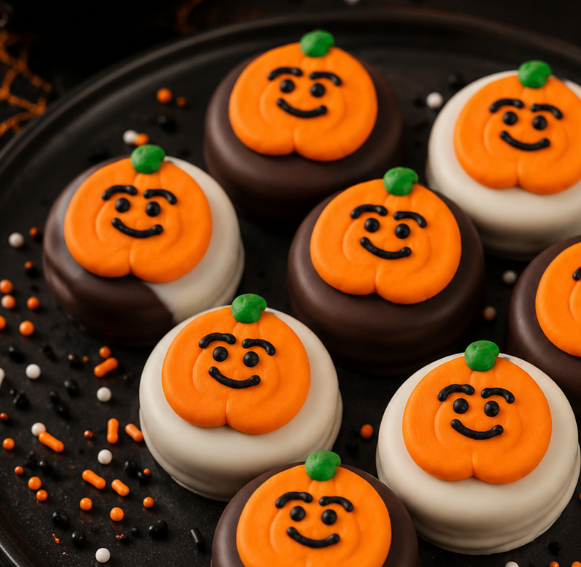 Happy Pumpkin Royal Icing Decorations - 3 Count