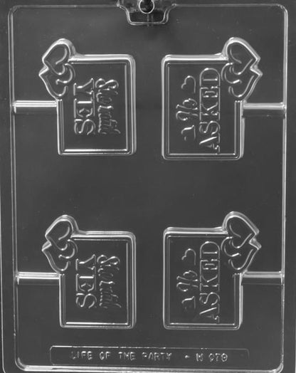 He Asked/She Said Yes Lollipop Mold for Weddings and Engagements