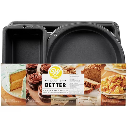 Wilton Bake It Better Nesting Steel Non-Stick Bakeware Set, 5-Piece