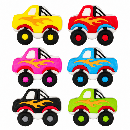 Hot Rod Trucks Icing Topper Assortment 6 Count