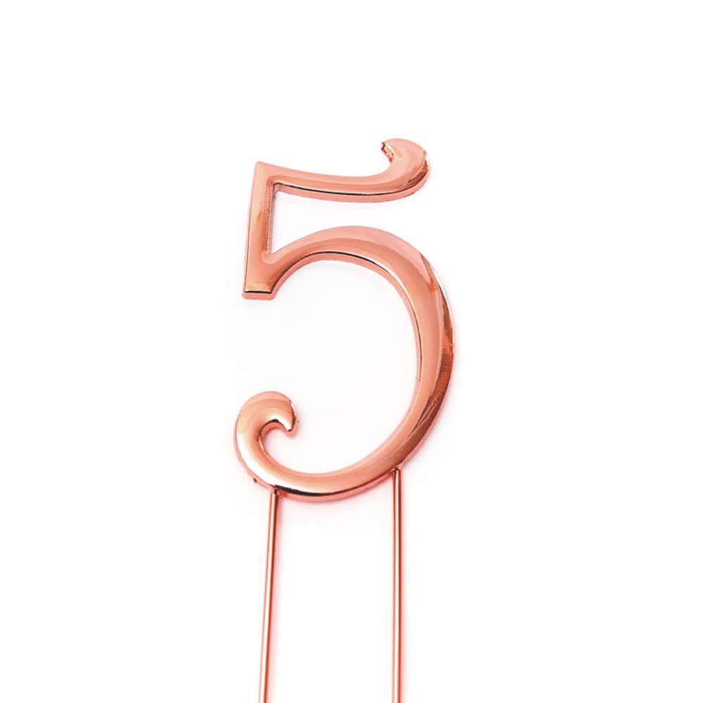 Birthday Cake Topper Number 5 Rose Gold 2.75in